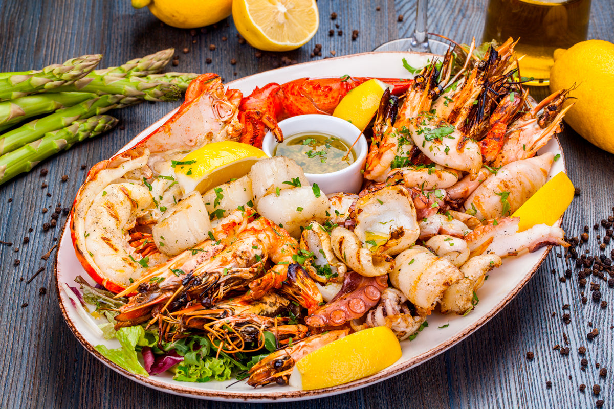 Platos de mariscos deliciosos